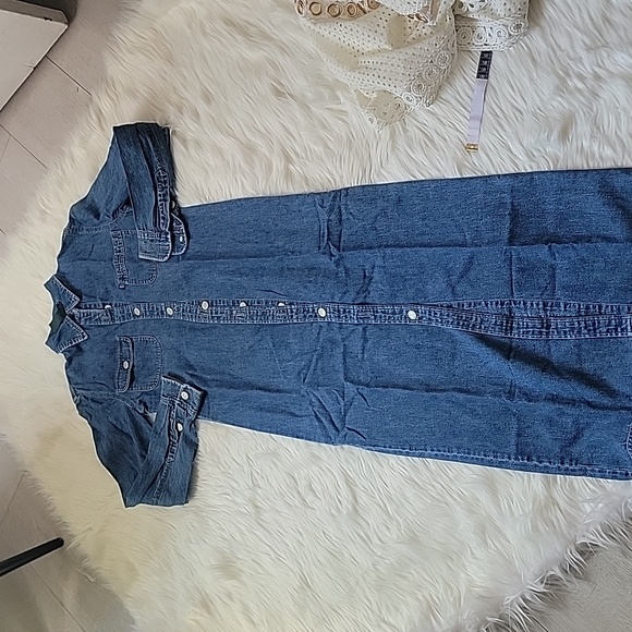 5. Lauren Jeans Co. Long Sleeve Full Button Denim Maxi Dress Size P/P